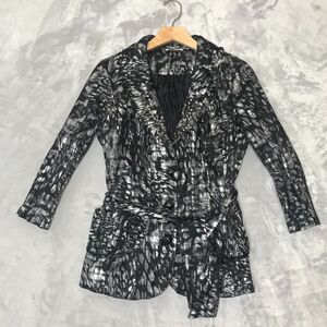 Alberto Makali Jacket Blazer Womens Medium Black Metallic Studded Collar Texture